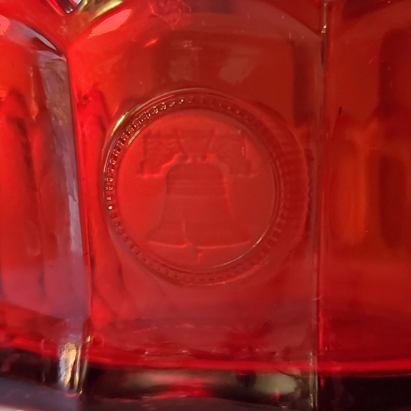 Vibrant Ruby Red 8 Coin Fostoria 7 1/2" Round Heavy Glass Art Bowl - Picture 8 of 8